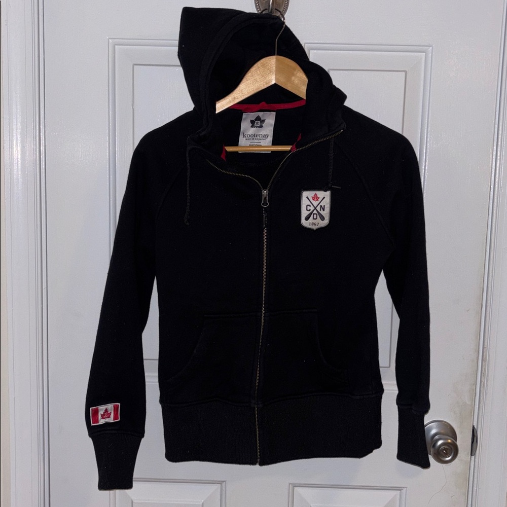 Make offer! Kootenay Canada Black Front Zip Hooded cotton Jacket Patch Small